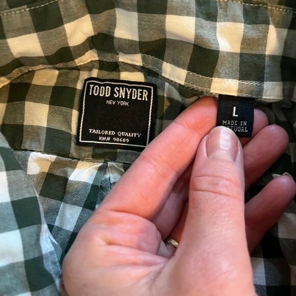 Todd Snyder green checked plaid cotton button up men’s large - Picture 3 of 8